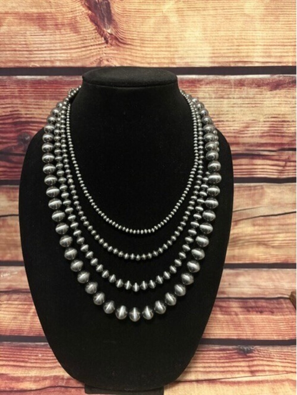 Tipi Western Silver-Tone 4-Layer Navajo Pearl Style Statement Necklace NWT